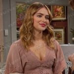 Holly’s pink v-neck lace top on Days of our Lives