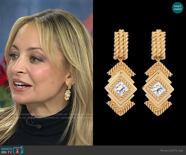 House of Harlow Bespoke Rope Diamond Earrings worn by Nicole Richie on Today