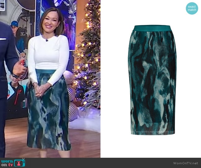 Boss Evibelle Skirt in Patterned worn by Eva Pilgrim on Good Morning America