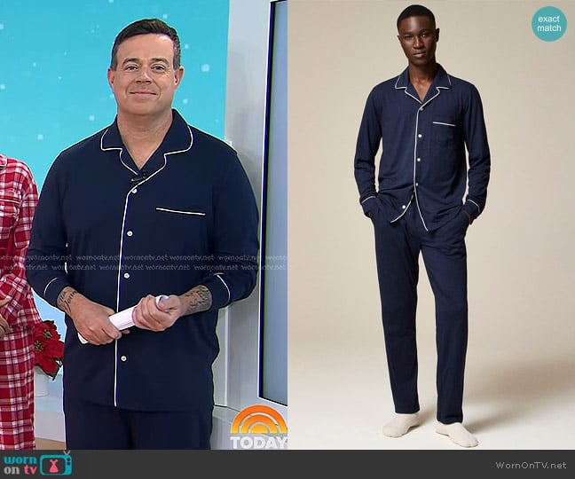 J. Crew Pajama set in cotton jersey blend in Navy worn by Carson Daly on Today