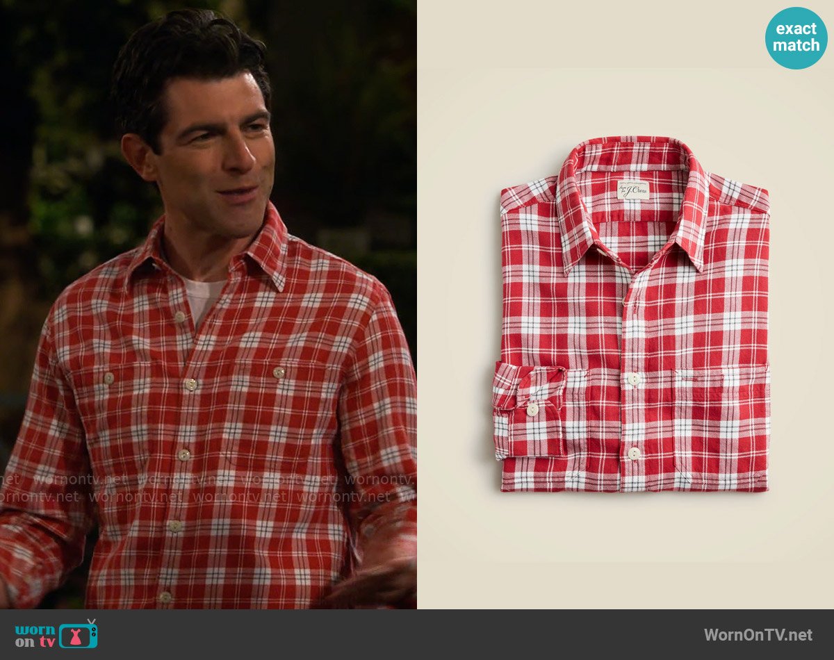 J. Crew Cotton-hemp blend twill workshirt worn by Dave Johnson (Max Greenfield) on The Neighborhood