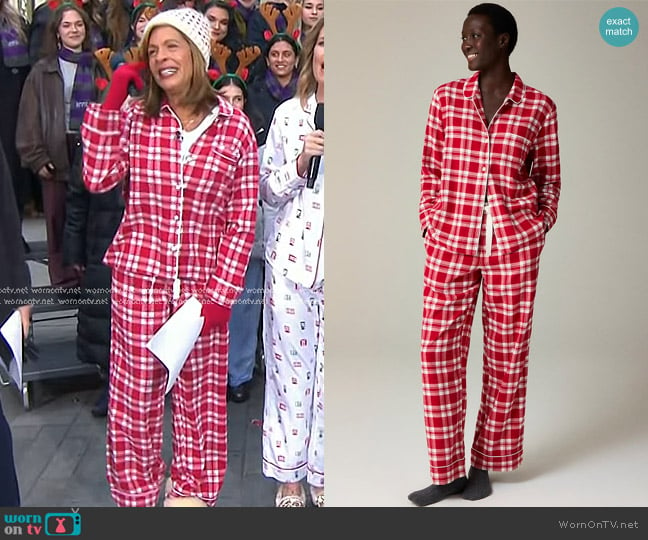 J. Crew Cotton Flannel Pajama Pant Set in plaid worn by Hoda Kotb on Today