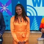 Janai’s orange print wide leg jumpsuit on Good Morning America