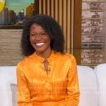 Janai’s orange print wide leg jumpsuit on Good Morning America