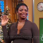 Janelle James’s brown square wire front top on Good Morning America