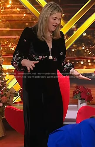 Jenna's black floral embroidered dress on Today