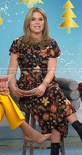 Jenna's black floral midi dress on Today