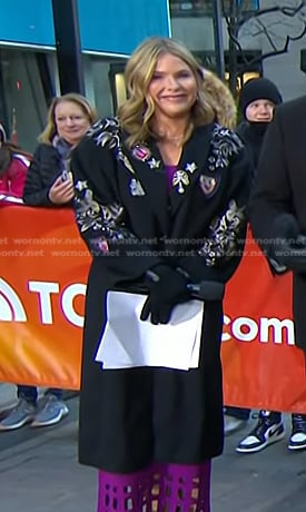 Jenna’s black patch coat on Today