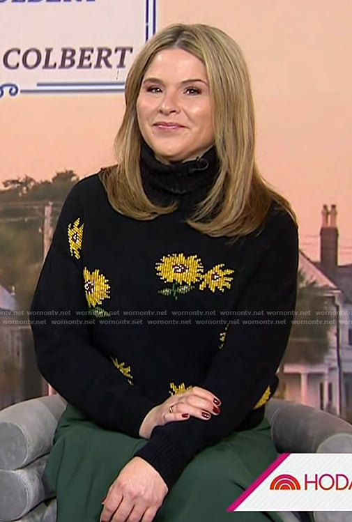 Jenna's black floral turtleneck sweater on Today