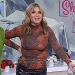 Jenna’s orange printed mock neck top and leather skirt on Today