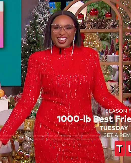 Jennifer’s red sequin mini dress on The Jennifer Hudson Show