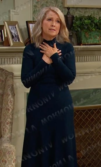 Jennifer’s teal mock neck knit dress on Days of our Lives