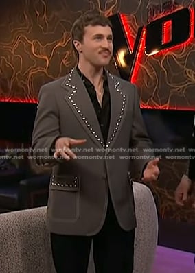 Jeremy Beloate’s grey studded blazer on The Voice