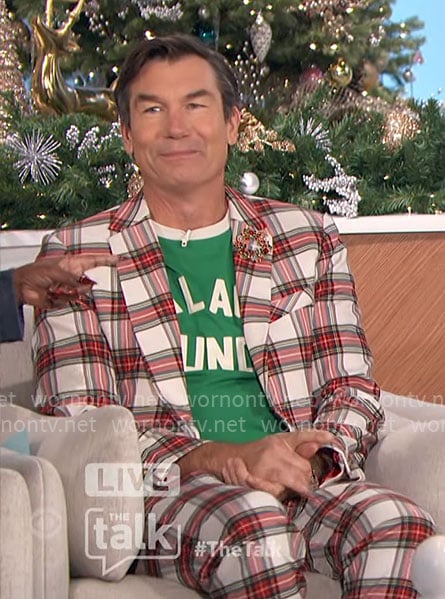 Jerry's plaid suit and green t-shirt on The Talk