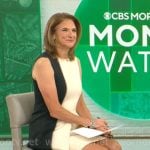 Jill Schlesinger’s cream and black dress on CBS Mornings