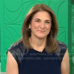 Jill Schlesinger’s navy dress with leather shoulders on CBS Mornings