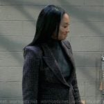 Jordan’s grey checked blazer on General Hospital