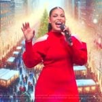 Jordin Sparks’s red cold shoulder dress on The View