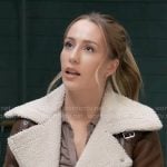 Josslyn’s brown leather and sherpa biker jacket on General Hospital