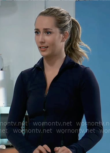 Josslyn’s navy zip up jacket on General Hospital