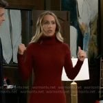 Josslyn’s burgundy turtleneck dress on General Hospital