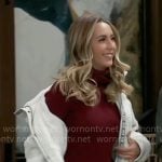 Josslyn’s white fleece jacket on General Hospital