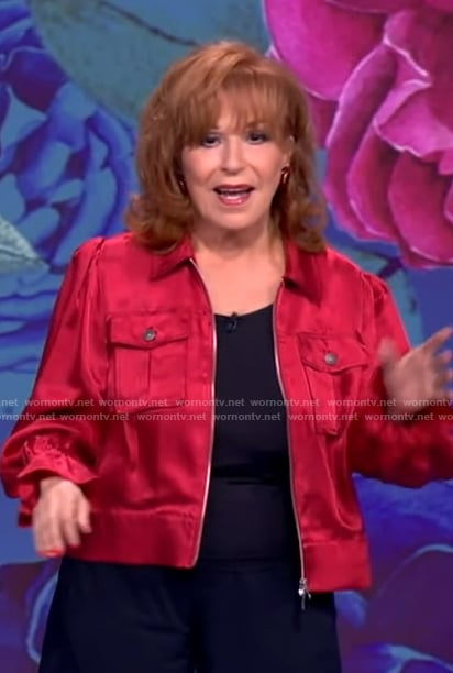 Joy's red satin utility top on The View
