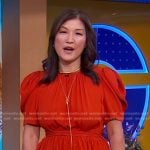 Juju’s red puff sleeve dress on Good Morning America