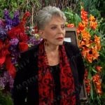 Julie’s black and red print scarf jacket on Days of our Lives