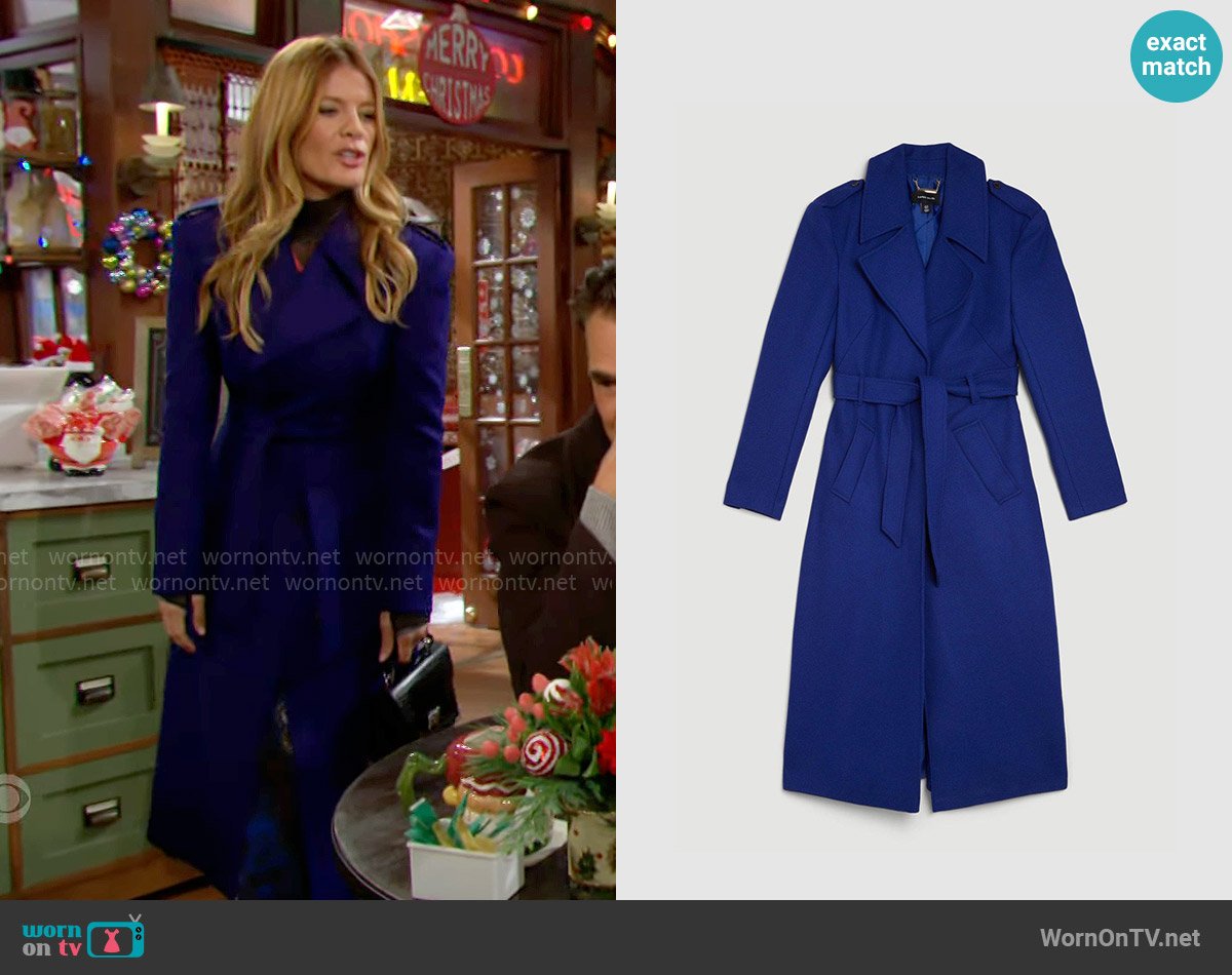 Karen Millen Italian Wool Strong Shoulder Coat worn by Phyllis Summers (Michelle Stafford) on The Young and the Restless