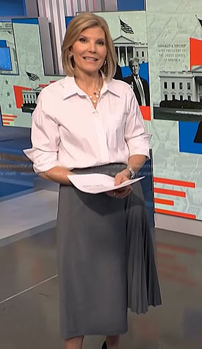 Kate's grey pleated wrap skirt on NBC News Daily