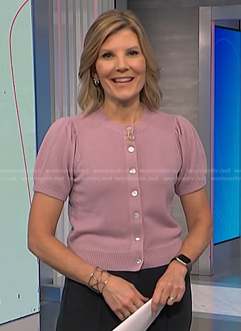 Kate’s pink short sleeve cardigan on NBC News Daily