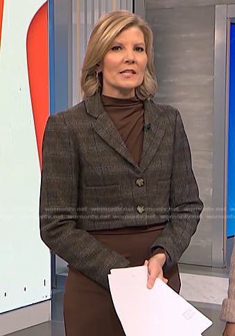 Kate’s brown plaid cropped blazer on NBC News Daily