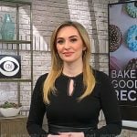 Kelly O’Grady’s black dress with leather details on CBS Mornings