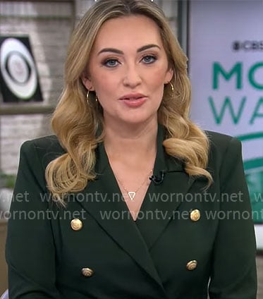 Kelly O'Grady's dark green blazer on CBS Mornings