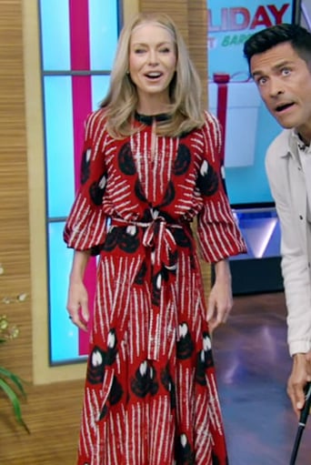 Kelly’s red printed maxi dress on Live with Kelly and Mark