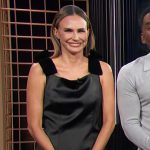 Keltie’s black satin bow strap mini dress on E! News