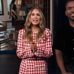 Keltie’s red houndstooth jacket and skirt on E! News