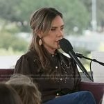 Kendra Scott’s brown embellished western shirt and earrings on Today