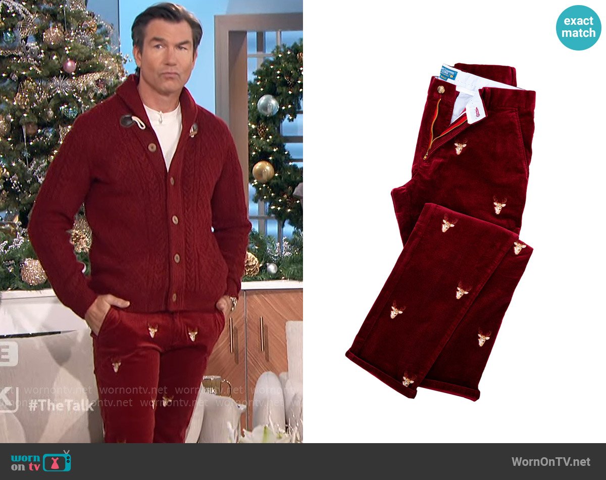 Kiel James Patrick Rustic Stag Corduroy Pants worn by Jerry O'Connell on The Talk