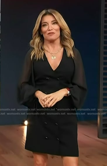 Kit’s black sheer blazer dress on Access Hollywood