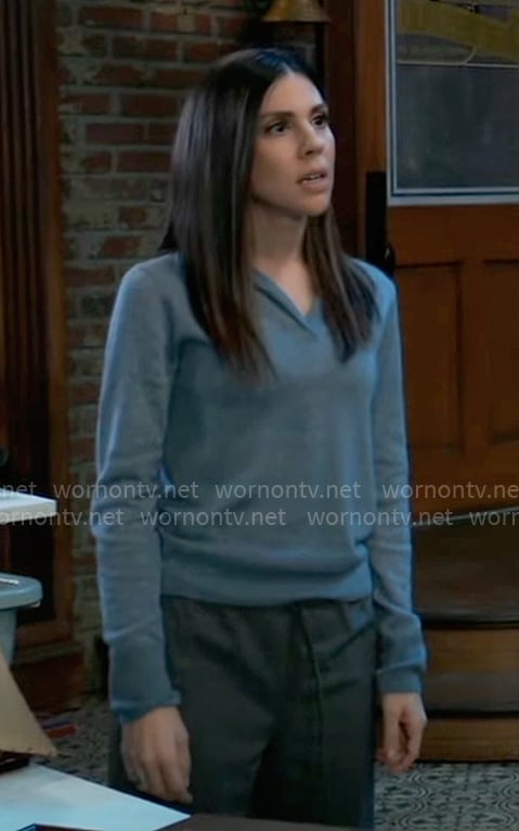 Kristina's blue polo sweater on General Hospital