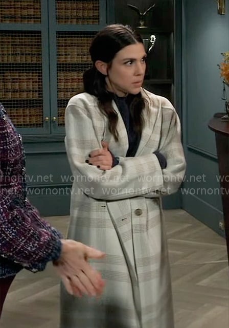 Kristina's beige checked coat on General Hospital