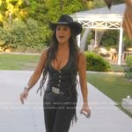 Kyle’s black leather halter jumpsuit on The Real Housewives of Beverly Hills