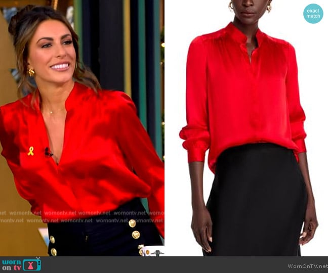 L'Agence Bianca Silk Banded Collar Blouse worn by Alyssa Farah Griffin on The View