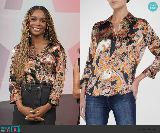 Zuri’s paisley print blouse on Access Hollywood