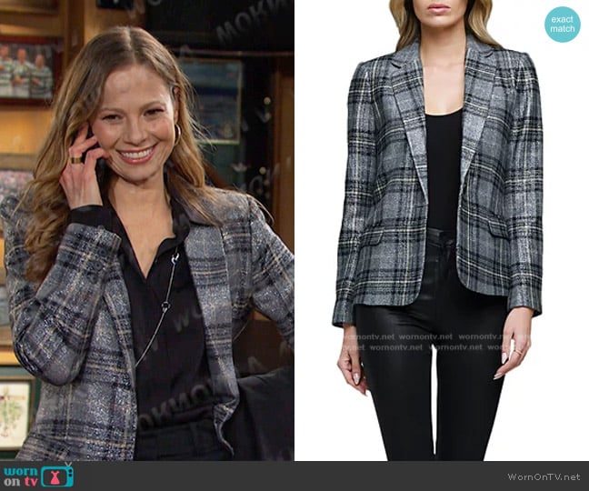 L'Agence Diana Metallic Plaid Blazer worn by Ava Vitali (Tamara Braun ) on Days of our Lives