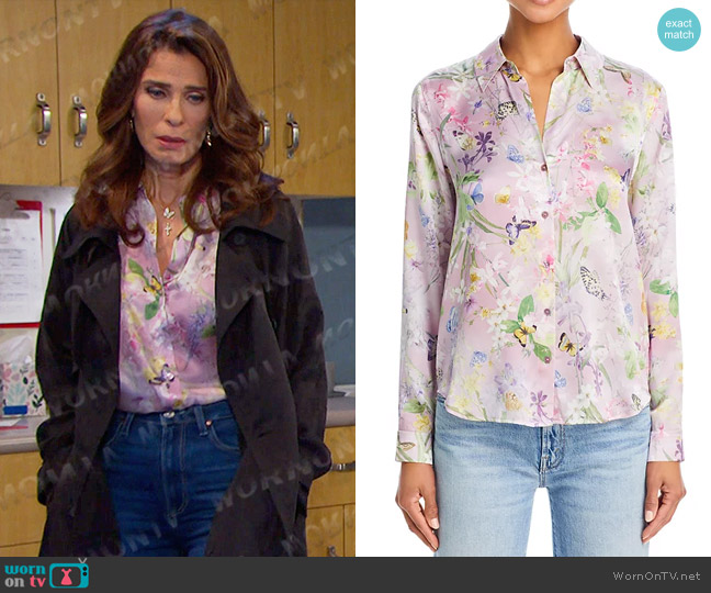 L'Agence Tyler Printed Button Front Blouse worn by Hope Williams (Kristian Alfonso) on Days of our Lives