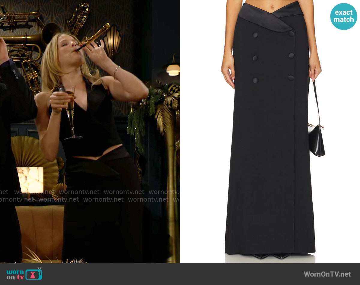 L'Agence Diara Tuxedo Maxi Skirt worn by Summer Newman (Allison Lanier) on The Young and the Restless