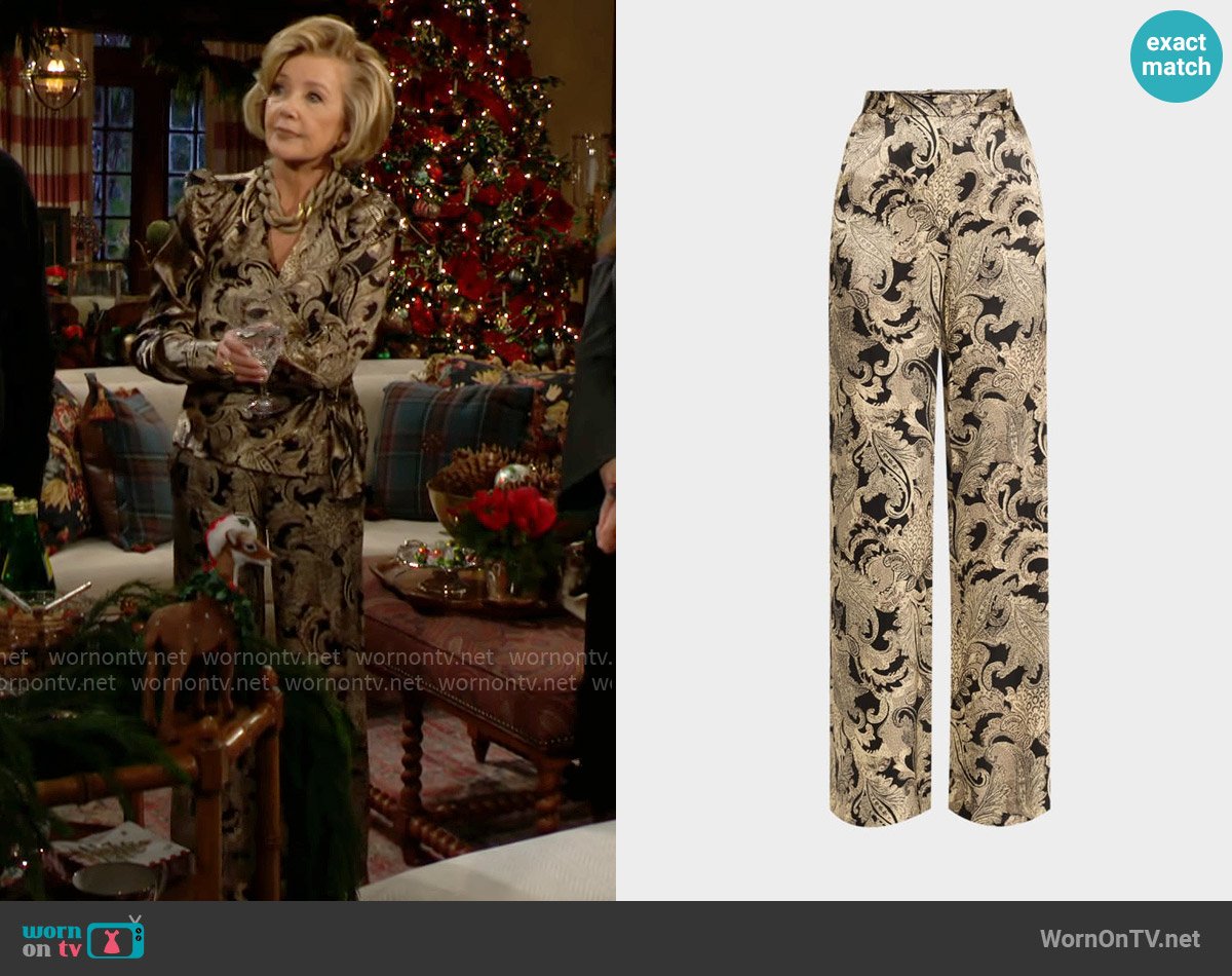 L'Agence Pilar Wide-Leg Pants worn by Nikki Reed Newman (Melody Thomas-Scott) on The Young and the Restless